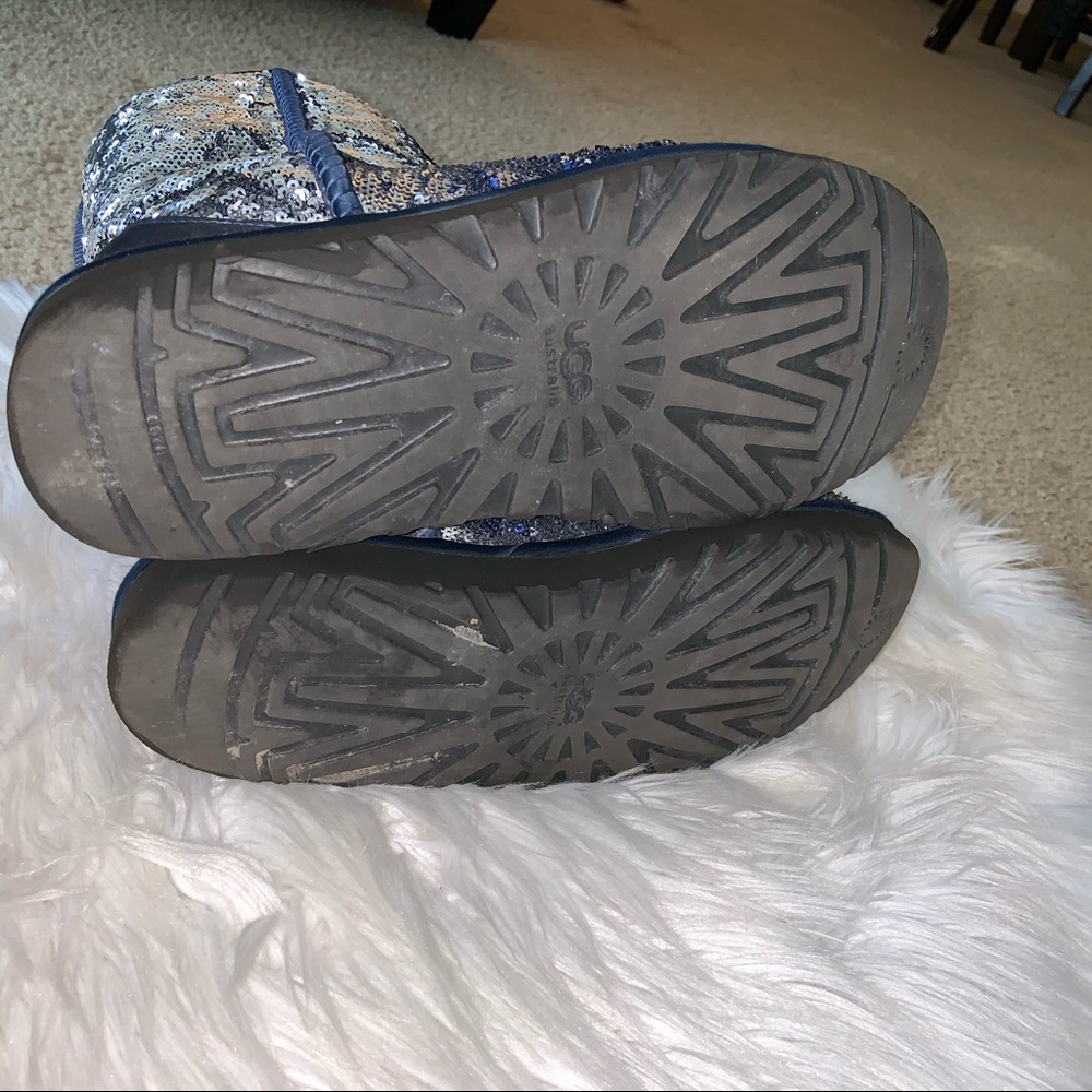 UGG Sequin Blue Classic Short Boots Size 8 - Picture 10 of 11